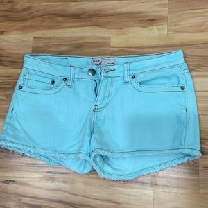 Turquoise denim shorts